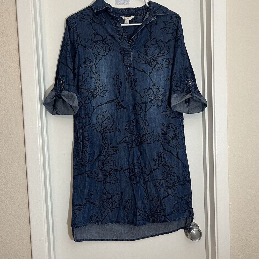 Cato Dark Blue Floral Denim Mini Dress